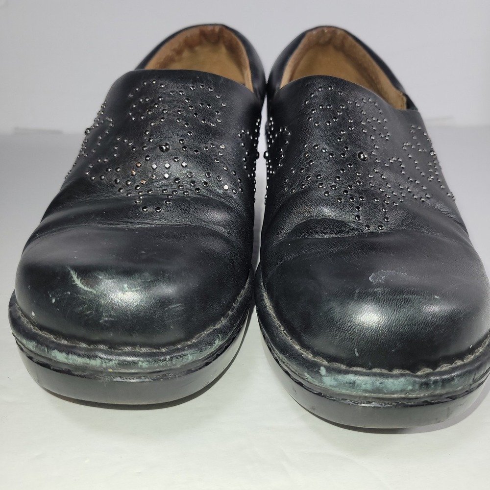 ARIAT Western Black Leather Studded Clog Women 10B Black Slip On Shoes - Picture 2 of 11